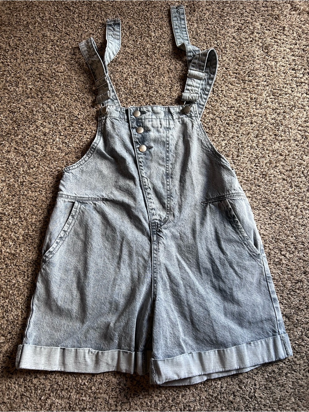 Kids Light Blue Denim Short Overalls - Casual One-Piece size M